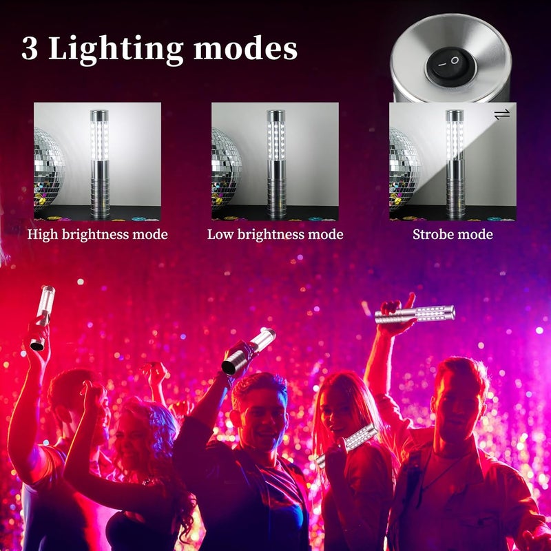 TTLYUGN 8 قطع ضوء باتون LED ستروب قابل لإعادة الشحن لخدمة الزجاجات عصا الألعاب النارية القابلة لإعادة الاستخدام لزجاجة الشمبانيا محمولة لنوادي الليل الحفلات الحفلات الموسيقية الفعاليات البار في الهواء الطلق - فضي - Image 2
